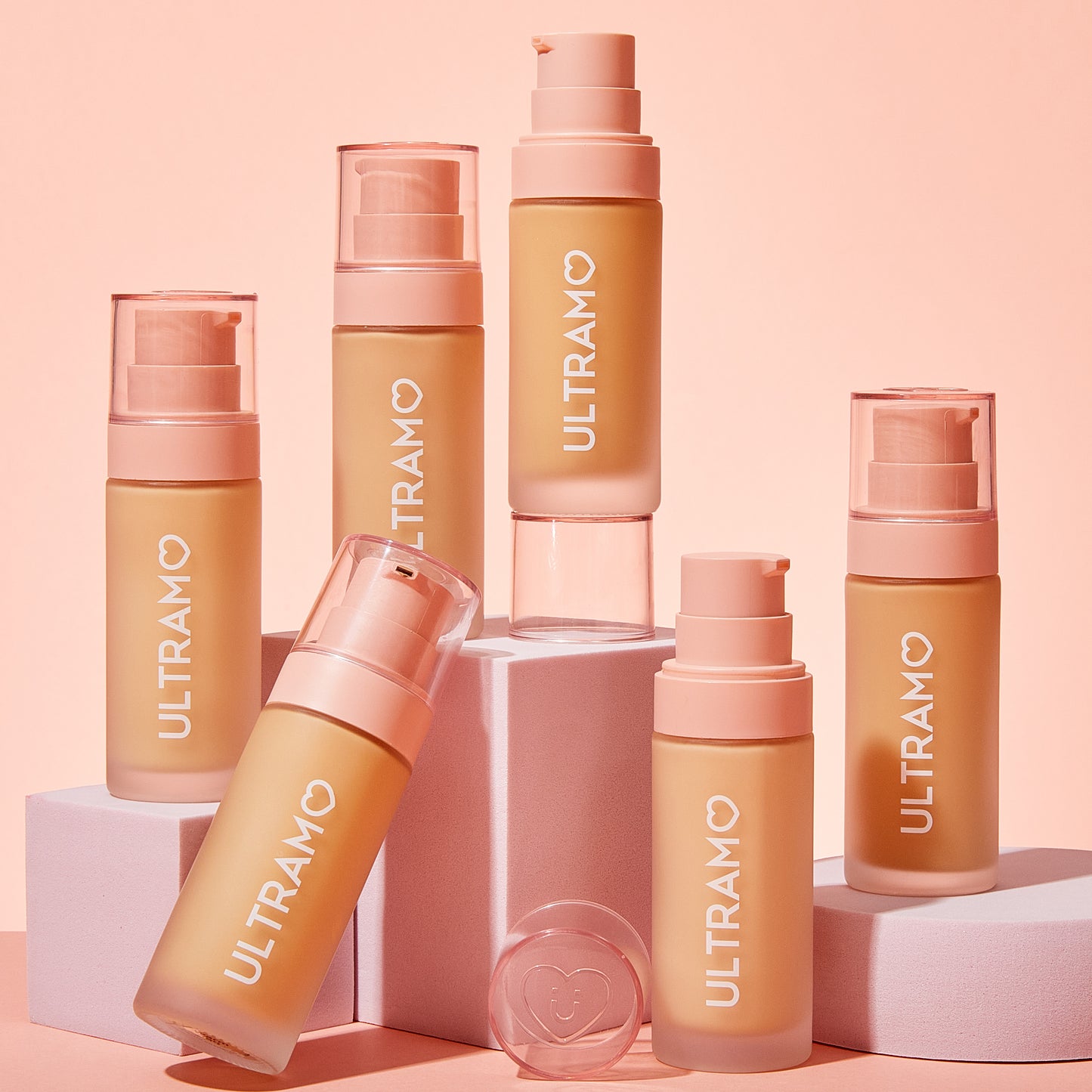 V2280 Peach color lid UAMO round Matte bottle 6 color powder base liquid V2280
