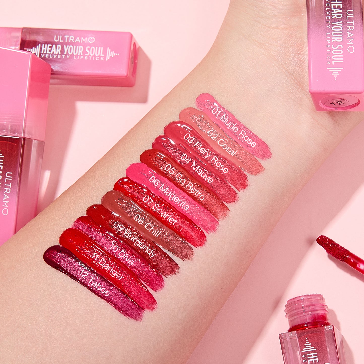 ULTRAMO UAMO 12 Color Gradient Matte Lip Gloss in Slanted Tube WD024
