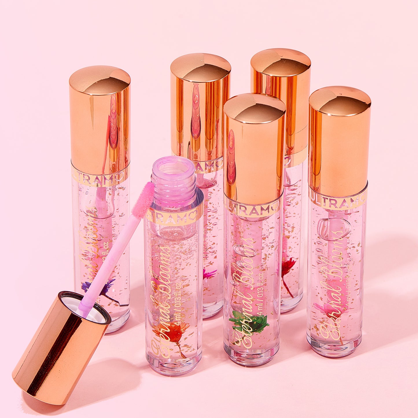 ULTRAMO UAMO 6 Colors Electroplated Cap Gold Foil Dried Flower Color Changing Lip Oil WD030