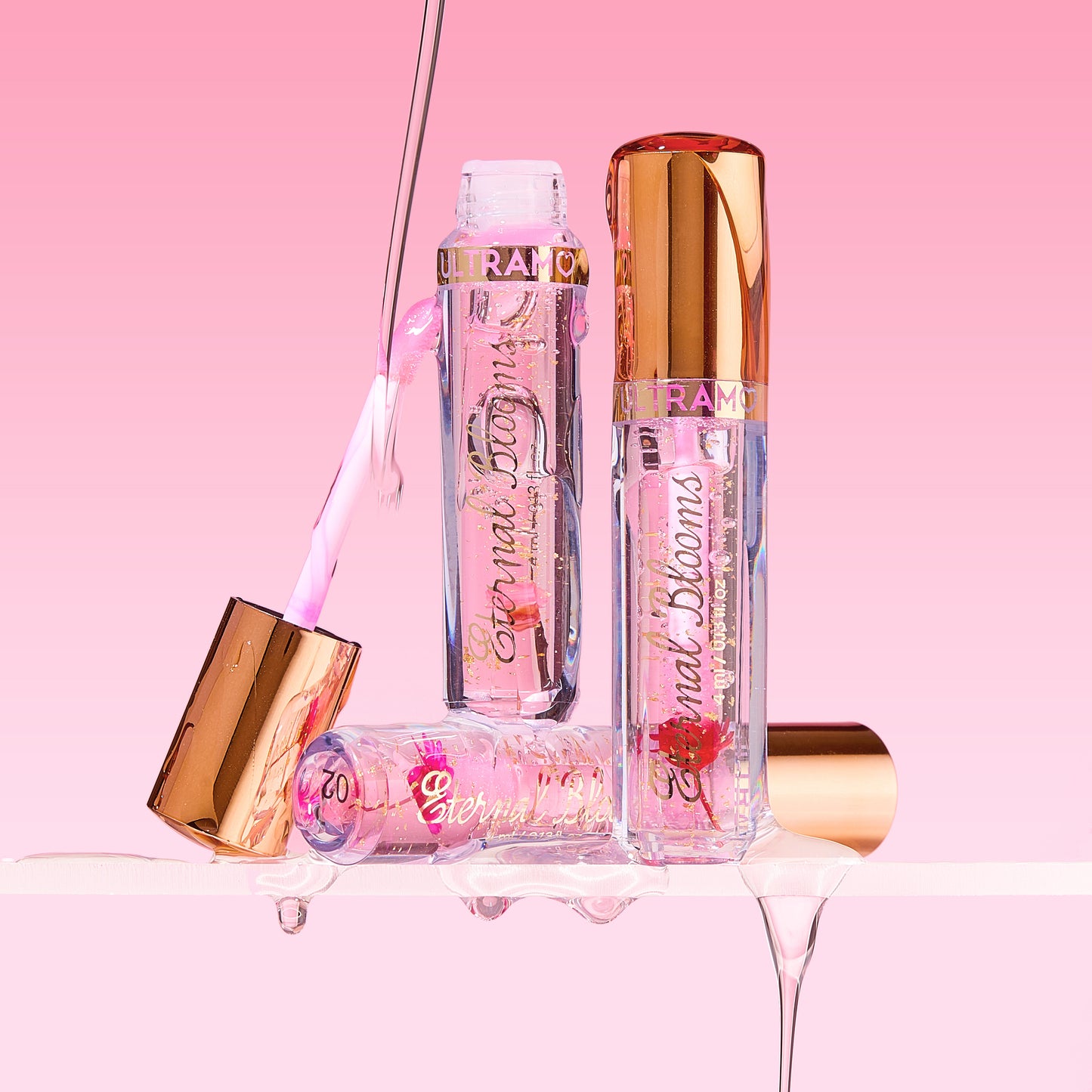 ULTRAMO UAMO 6 Colors Electroplated Cap Gold Foil Dried Flower Color Changing Lip Oil WD030