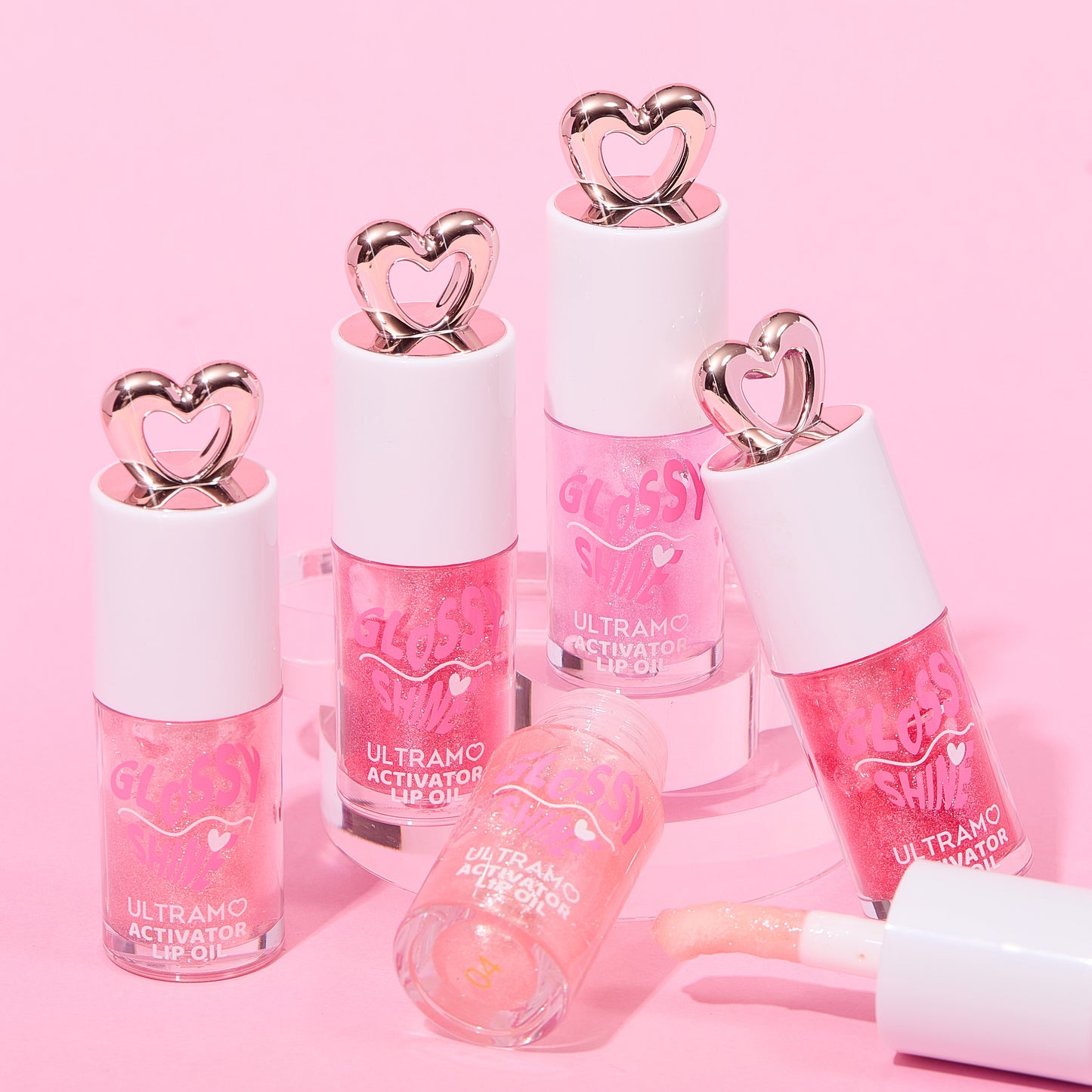 ULTRAMO 6 Color Heart Cover Color Change with Fine Shimmer Lip Oil 5.8ML WD073