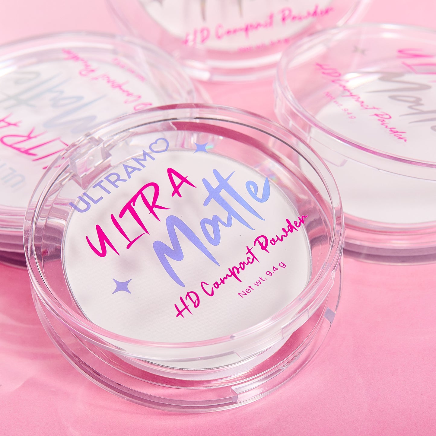 ULTRAMO Round Plastic-Shell Setting White Cake with Powder puff WD086