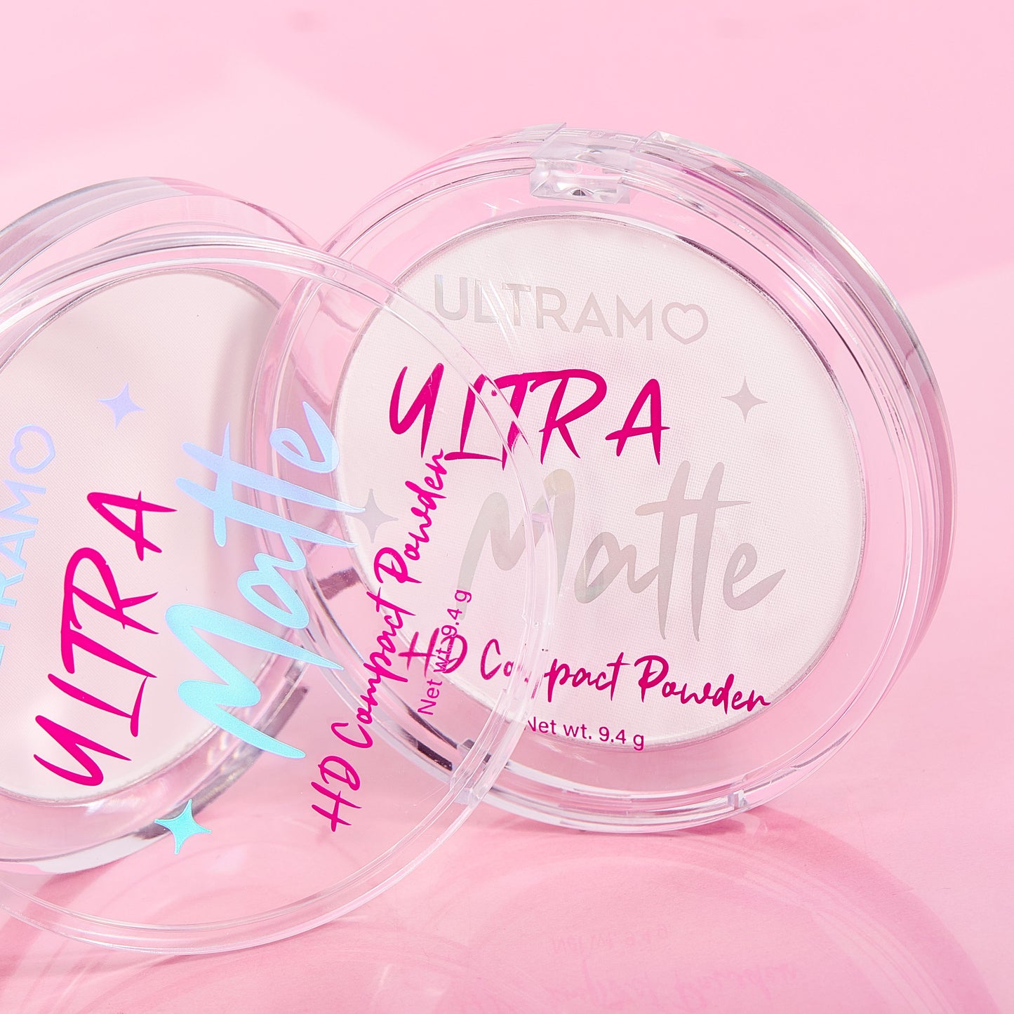 ULTRAMO Round Plastic-Shell Setting White Cake with Powder puff WD086