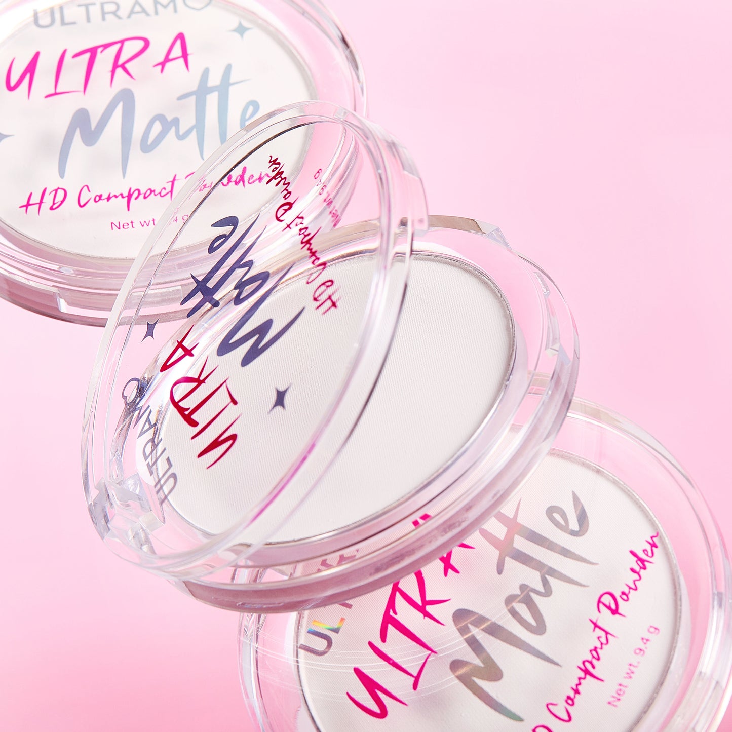ULTRAMO Round Plastic-Shell Setting White Cake with Powder puff WD086