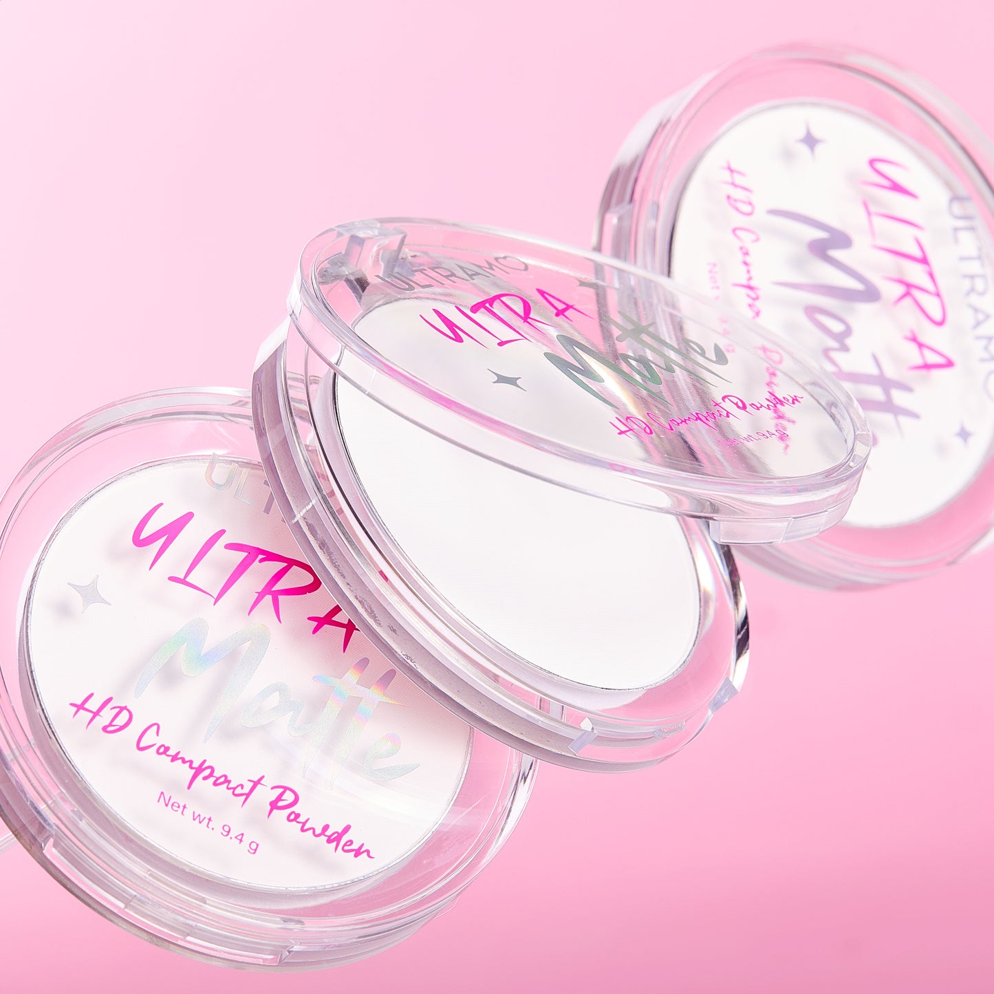 ULTRAMO Round Plastic-Shell Setting White Cake with Powder puff WD086