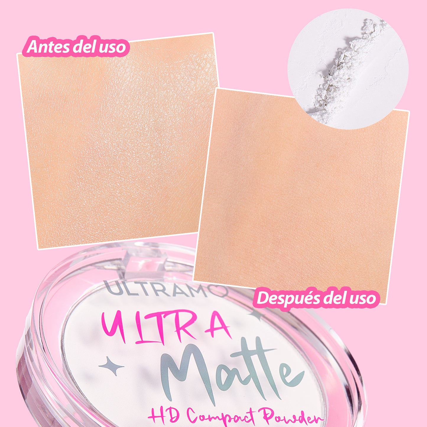 ULTRAMO Round Plastic-Shell Setting White Cake with Powder puff WD086
