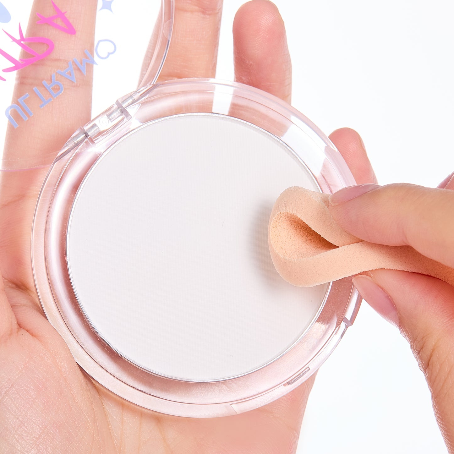 ULTRAMO Round Plastic-Shell Setting White Cake with Powder puff WD086
