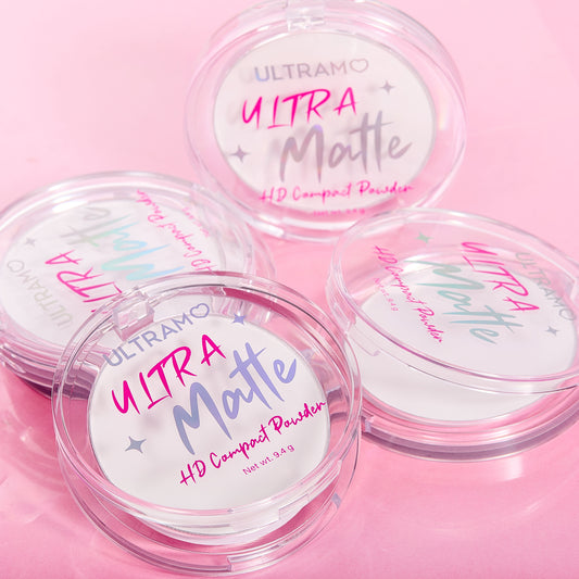 ULTRAMO Round Plastic-Shell Setting White Cake with Powder puff WD086