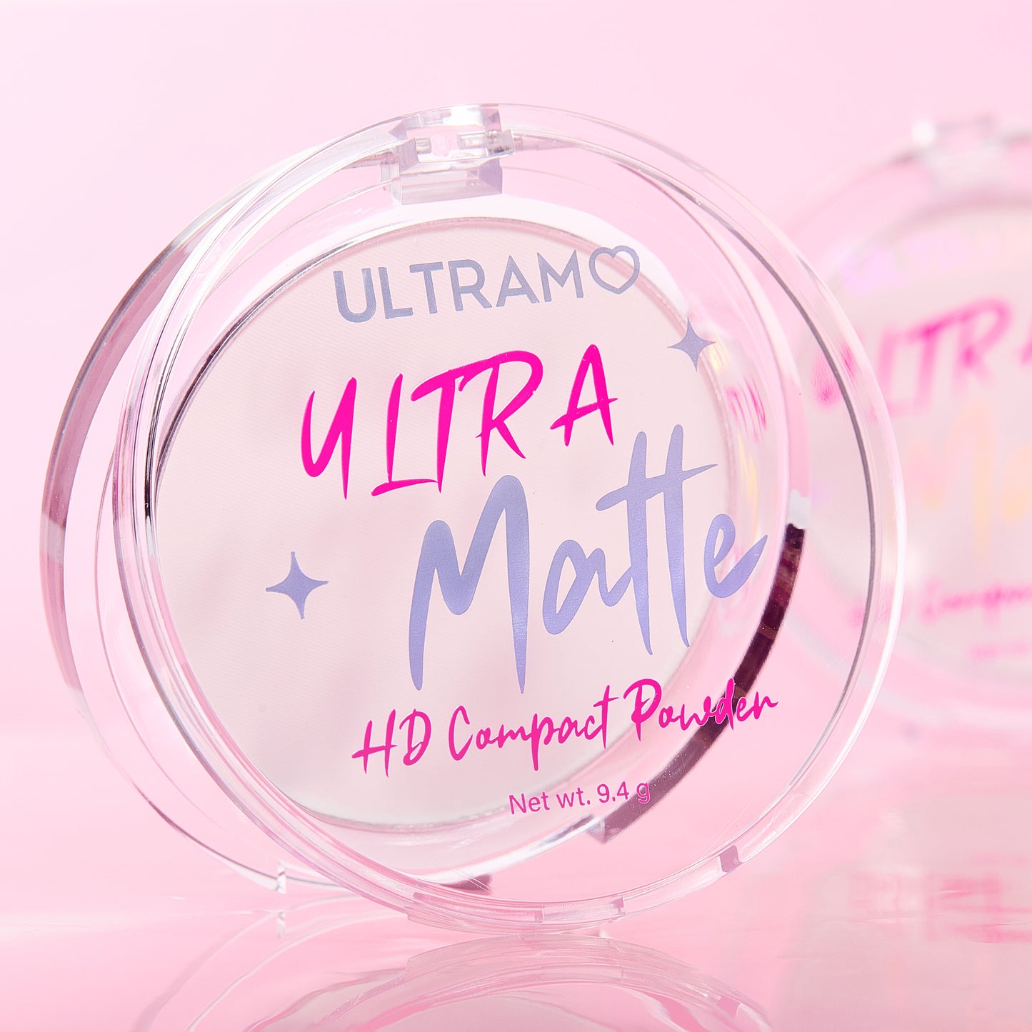 ULTRAMO Round Plastic-Shell Setting White Cake with Powder puff WD086
