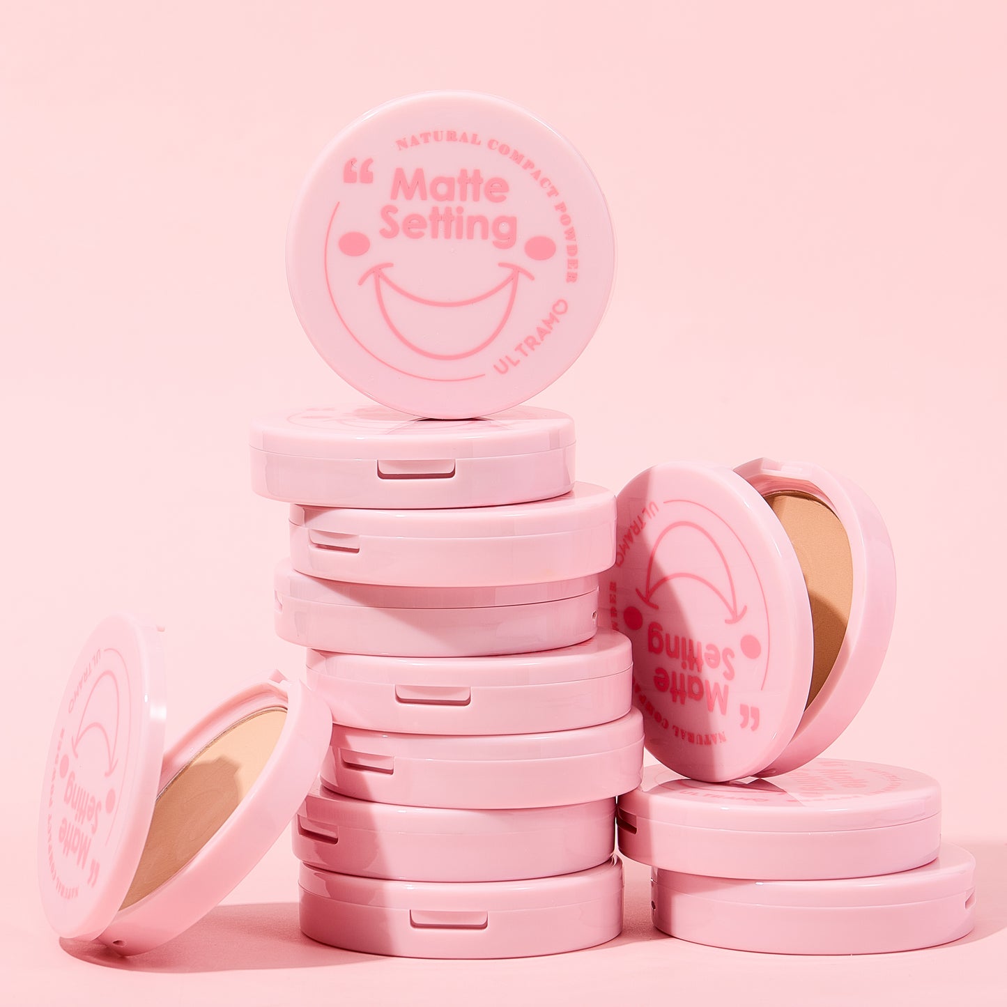 ULTRAMO 12 Round Plastic-Case Powder with Puff mirror WE023